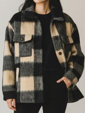 Entro Wool Blend Fuzzy Coat Jacket | NWT